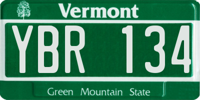 VT license plate YBR134