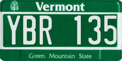 VT license plate YBR135