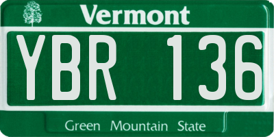 VT license plate YBR136
