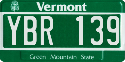 VT license plate YBR139