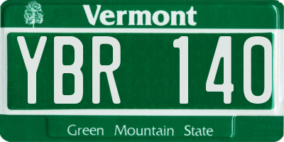 VT license plate YBR140