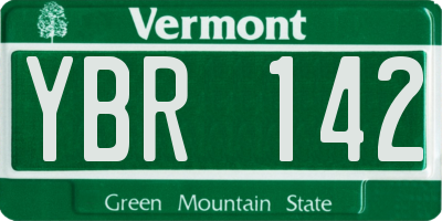 VT license plate YBR142