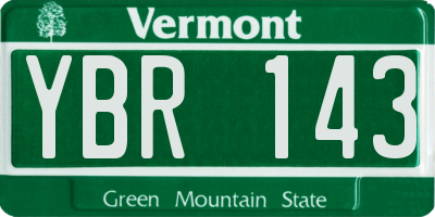 VT license plate YBR143