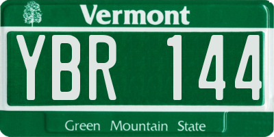 VT license plate YBR144