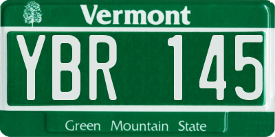 VT license plate YBR145
