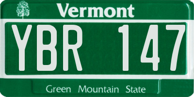 VT license plate YBR147