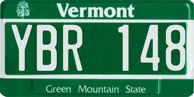 VT license plate YBR148