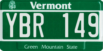VT license plate YBR149