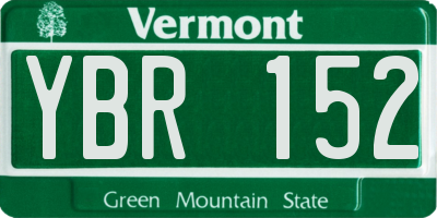 VT license plate YBR152