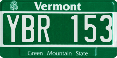 VT license plate YBR153