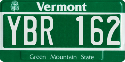 VT license plate YBR162