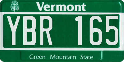 VT license plate YBR165