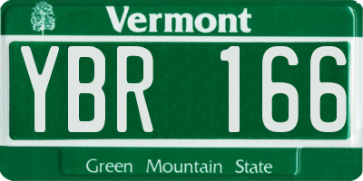VT license plate YBR166
