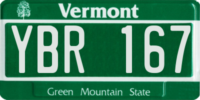 VT license plate YBR167