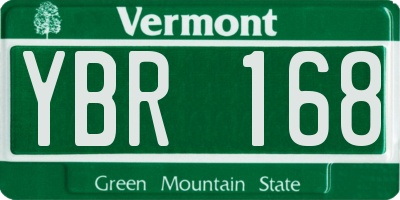 VT license plate YBR168