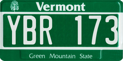 VT license plate YBR173