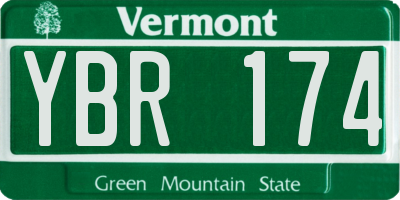VT license plate YBR174