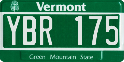 VT license plate YBR175