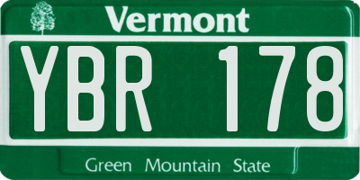 VT license plate YBR178