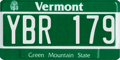 VT license plate YBR179