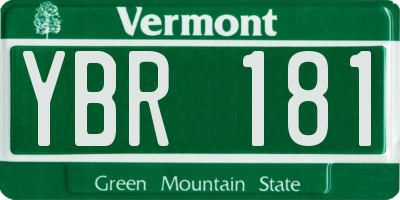 VT license plate YBR181