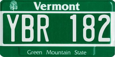 VT license plate YBR182