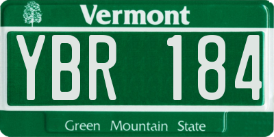 VT license plate YBR184