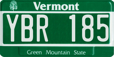 VT license plate YBR185