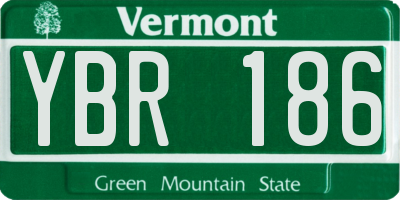 VT license plate YBR186
