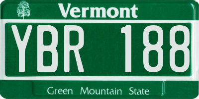VT license plate YBR188