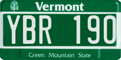 VT license plate YBR190