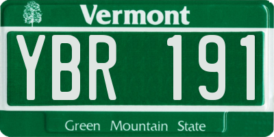 VT license plate YBR191
