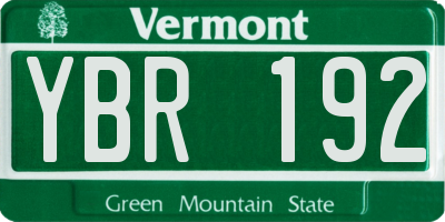 VT license plate YBR192