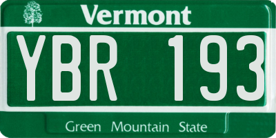 VT license plate YBR193