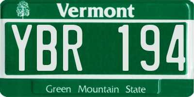 VT license plate YBR194