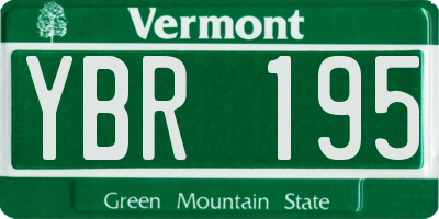 VT license plate YBR195