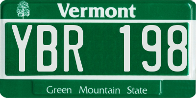 VT license plate YBR198