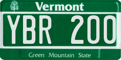 VT license plate YBR200