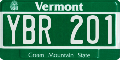 VT license plate YBR201
