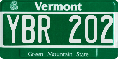 VT license plate YBR202