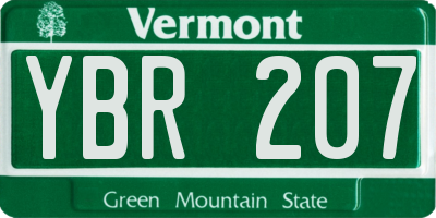 VT license plate YBR207