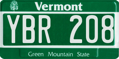 VT license plate YBR208
