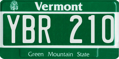 VT license plate YBR210