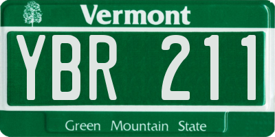 VT license plate YBR211