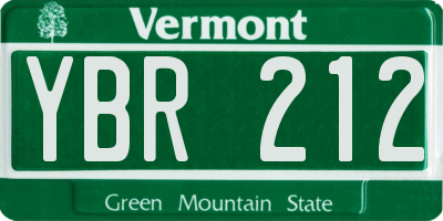 VT license plate YBR212