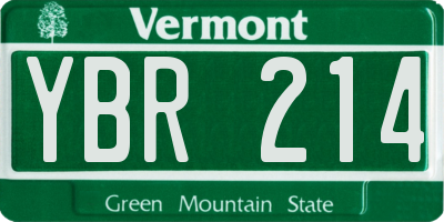 VT license plate YBR214