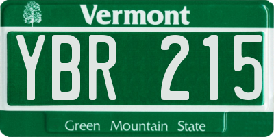 VT license plate YBR215