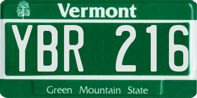 VT license plate YBR216