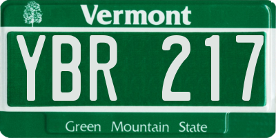 VT license plate YBR217