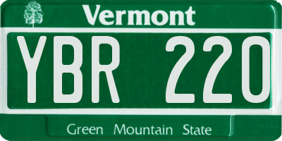 VT license plate YBR220